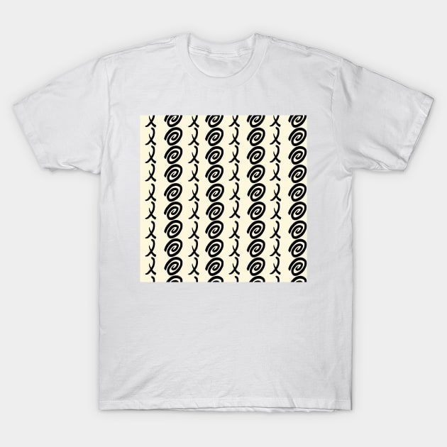 Hugs and Kisses Black on Ivory Pattern T-Shirt by missdebi27